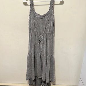 Black and white stripe asymmetrical sun dress